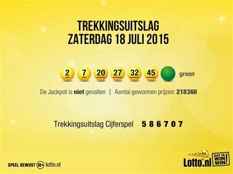 lotto trekking zaterdag uitslag